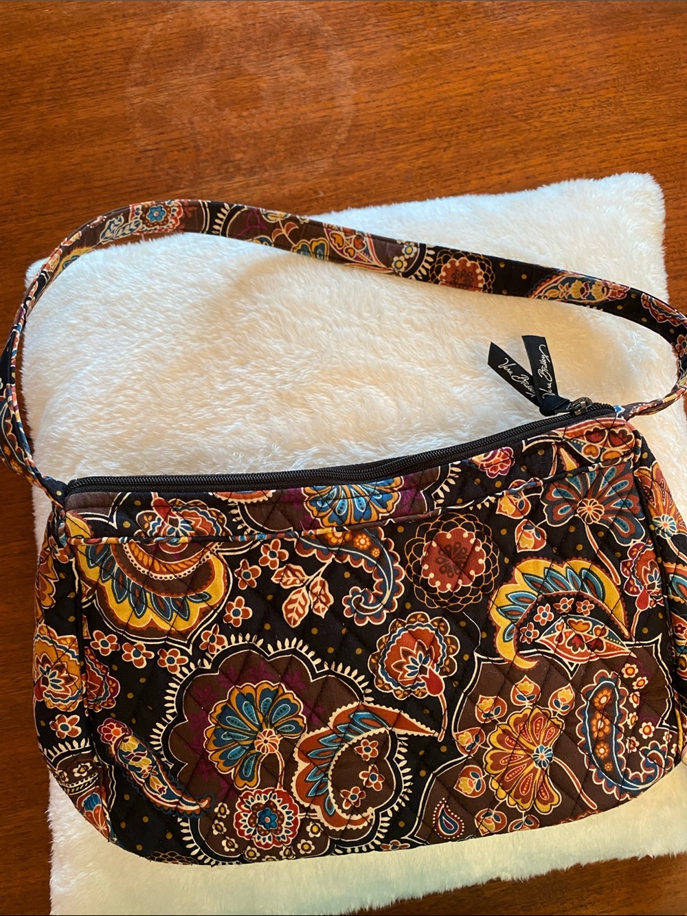 Quilted Paisley Vera Bradley Shoulder Bag in Black and Multi - Picture 4 of 7